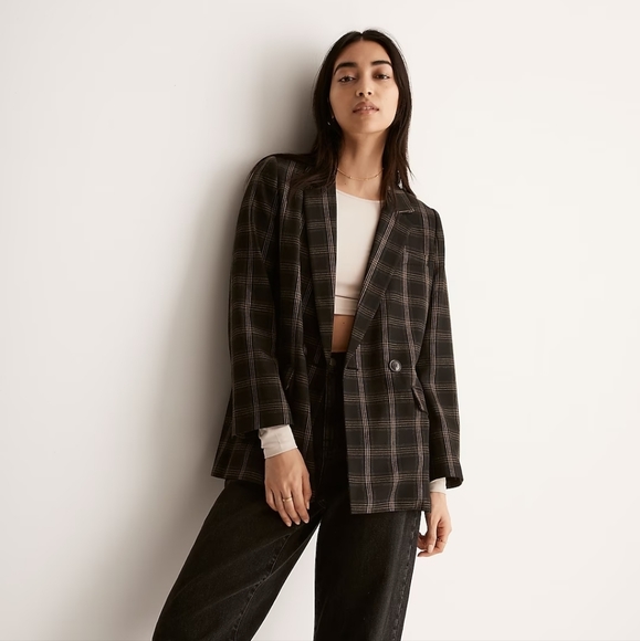 Madewell Caldwell Double-Breasted Blazer in Seaton Plaid - Picture 4 of 12